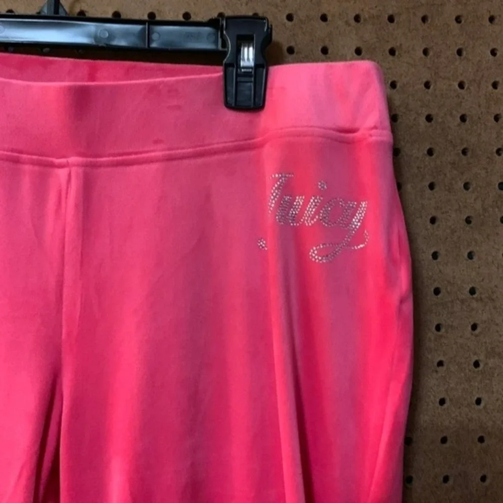 Juicy Couture Pink Velour Tracksuit Hoodie Pants Set Rhinestone‎ Logo Large Y2K